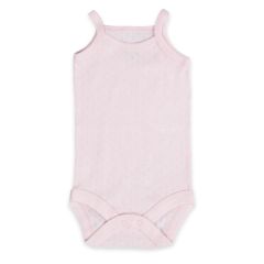 3'lü Jakarlı İp Askılı Bebek Body Zıbın Çıtçıtlı Pembe 100% Pamuk - Pembe Bebek Atlet Body Zıbın