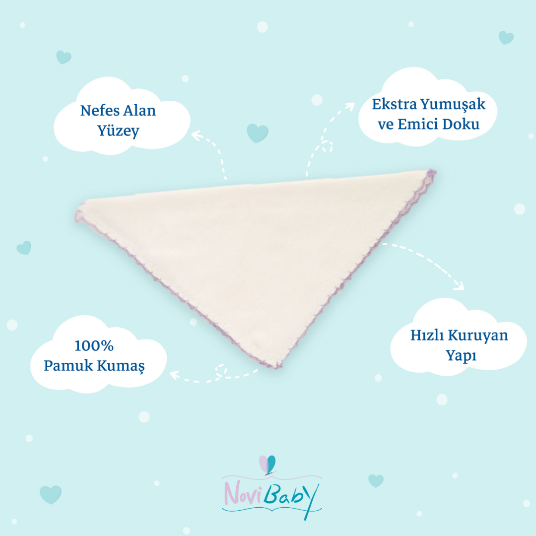 Novibaby 20’li Bebek Ağız Mendili – Beyaz - Yaka Salya Mendili Ağız Silme Mendili 100% Pamuk 17x17cm