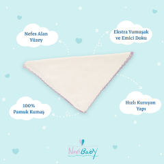 Novibaby 20’li Bebek Ağız Mendili – Beyaz - Yaka Salya Mendili Ağız Silme Mendili 100% Pamuk 17x17cm