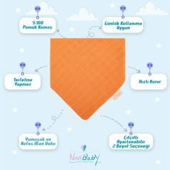 Novibaby Müslin Bebek Fular Önlük – Tarçın – Mama Önlüğü Salya Bezi Ağız Mendili Bandana 30x30cm