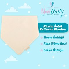 Novibaby Müslin Bebek Fular Önlük – Ekru – Mama Önlüğü Salya Bezi Ağız Mendili Bandana 30x30cm