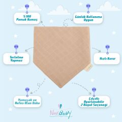Novibaby Müslin Bebek Fular Önlük – Latte – Mama Önlüğü Salya Bezi Ağız Mendili Bandana 30x30cm