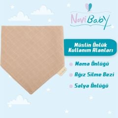 Novibaby Müslin Bebek Fular Önlük – Latte – Mama Önlüğü Salya Bezi Ağız Mendili Bandana 30x30cm