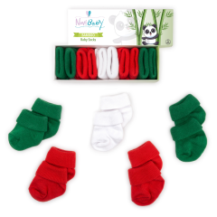 5'li Bambu Yenidoğan Bebek Çorap I Christmas I Kız Erkek Bebek Çorabı