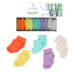 5'li Bambu Yenidoğan Bebek Çorap I Colour Mix I Kız Erkek Bebek Çorabı
