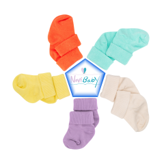 5'li Bambu Yenidoğan Bebek Çorap I Colour Mix I Kız Erkek Bebek Çorabı
