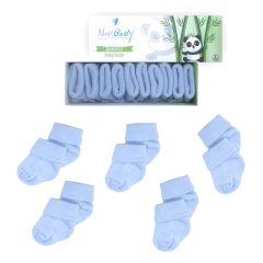 5'li Bambu Yenidoğan Bebek Çorap I Dusty Blue I Kız Erkek Bebek Çorabı