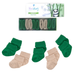 5'li Bambu Yenidoğan Bebek Çorap I Greeny I Kız Erkek Bebek Çorabı