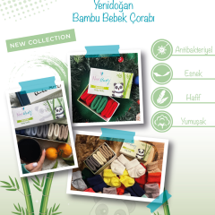 5'li Bambu Yenidoğan Bebek Çorap I Pine Green I Kız Erkek Bebek Çorabı