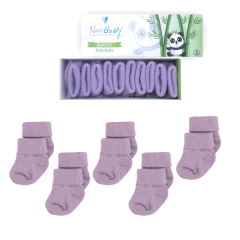 5'li Bambu Yenidoğan Bebek Çorap I Purple I Kız Erkek Bebek Çorabı