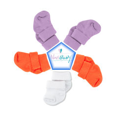5'li Bambu Yenidoğan Bebek Çorap I Purple Orange I Kız Erkek Bebek Çorabı
