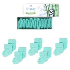 5'li Bambu Yenidoğan Bebek Çorap I Sea Green I Kız Erkek Bebek Çorabı
