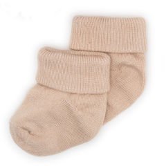 2'li Bambu Bebek Çorap I Beige I Bej Yenidoğan Kız Erkek Bebek Çorabı