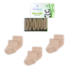 3'lü Bambu Yenidoğan Bebek Çorap I Beige I Kız Erkek Bebek Çorabı