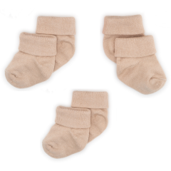3'lü Bambu Yenidoğan Bebek Çorap I Beige I Kız Erkek Bebek Çorabı