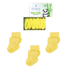 3'lü Bambu Yenidoğan Bebek Çorap I Lemon I Kız Erkek Bebek Çorabı