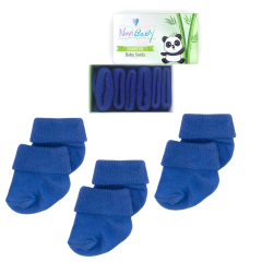 3'lü Bambu Yenidoğan Bebek Çorap I Navy Blue I Kız Erkek Bebek Çorabı