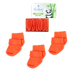 3'lü Bambu Yenidoğan Bebek Çorap I Orange I Kız Erkek Bebek Çorabı
