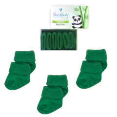 3'lü Bambu Yenidoğan Bebek Çorap I Pine Green I Kız Erkek Bebek Çorabı