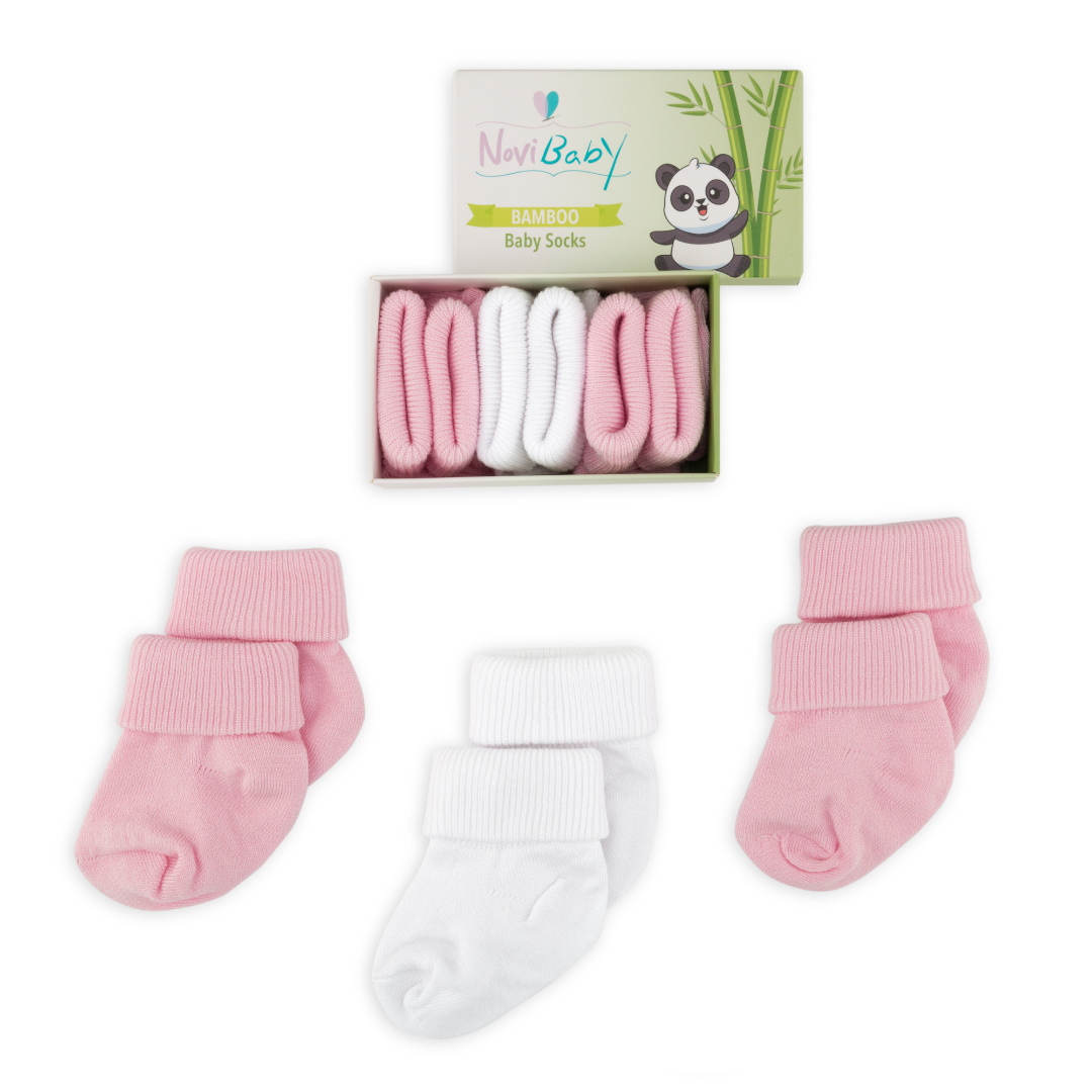 3'lü Bambu Yenidoğan Bebek Çorap I Pinky I Kız Erkek Bebek Çorabı