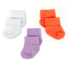 3'lü Bambu Yenidoğan Bebek Çorap I Purple Orange I Kız Erkek Bebek Çorabı