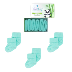 3'lü Bambu Yenidoğan Bebek Çorap I Sea Green I Kız Erkek Bebek Çorabı