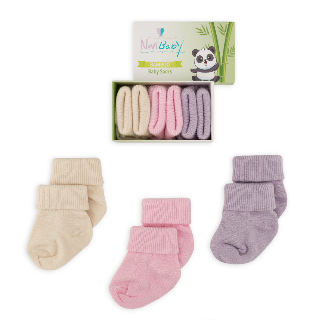 3'lü Bambu Yenidoğan Bebek Çorap I Sweet I Kız Erkek Bebek Çorabı