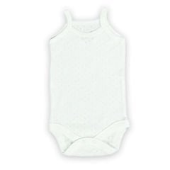 Jakarlı İp Askılı Bebek Body Zıbın Çıtçıtlı Ekru 100% Pamuk - Ekru Bebek Atlet Body Zıbın