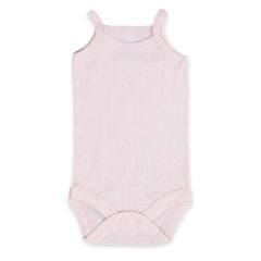 Jakarlı İp Askılı Bebek Body Zıbın Çıtçıtlı Pembe 100% Pamuk - Pembe Bebek Atlet Body Zıbın